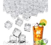 100 Piezas Cubito de Hielo Artificial Cubitos de Hielo Reutilizables Cubitos de Hielo de Acrílicos Transparente Cubo de Criolita Falsos Permanente para Decoración Del Hogar, Decoración Copas de Vino