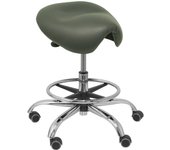 Piqueras Y Crespo Taburete Clínico Giratorio Ergonómico Regulable en Altura con Aro Reposapiés y Base Metálica Cromada