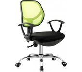 Silla de oficina MOTORE, brazos, malla color a elegir (roja o verde) y tejido negro