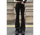 Women Fashion Streetwear Designer Classic Jeans Female High Waist Bell Bottom Trousers Female Aesthetic Gray Goth Flare Pants