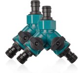 Paquete de 2 conectores de manguera de 2 vías con válvula de cierre, conexión rápida, manguera de jardín, conector de manguera de jardín, para grifo de 3/4 pulgadas