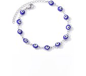 Stainless Steel Evil Eye Anklets For Women Enamel Round Leg Chain Blue Evil Eye Anklets Bracelet Summer Beach Foot Jewelry Gift
