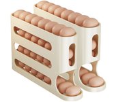 4 Layers Automatic Rolling Egg Holder Rack Fridge Egg Storage Box Container Kitchen Refrigerator Egg Dispenser Kitchen Organizer