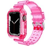 Case+Strap for Apple Watch Band 44mm 40mm 45mm 41mm 42mm 38mm Accessories Transparent Silicone Bracelet iWatch series 8 3 6 se 7