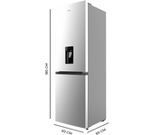 Frigorífico Bolero CoolMarket Combi 296 DF WD Inox 185cm 296L con dispensador de agua y cajón para frutas y verduras