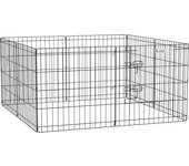 PawHut Parque de Juegos para Perros 8 Paneles Plegables Jaula Metálica para Mascotas con Puerta y Doble Cerradura para Jardín Patio Exterior Negro
