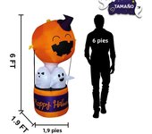 6FT/1.8M Halloween Inflatable Toy Hot Air Balloon Ghost Pumpkin Model Built-in LED Light Outdoor Decor Courtyard Prop Ornament