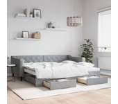 vidaXL Sofá cama nido con cajones tela gris claro 90x200 cm