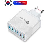 55W Fast Charging Charger 6Ports USB Type C Charger For Samsung A23 S23 iPhone 15 14 Xiaomi Tablet Portable Wall Mobile Charger