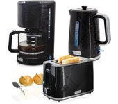 Briebe SKT1178BLK Elegance Set Tostador Pan Ranura Ancha 2 Rebanadas, Hervidor Agua Eléctrico 1,7L Cafetera 1,25L, , Negro
