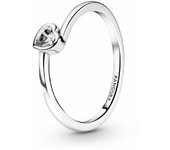 Anillo Pandora Corazón Solitario Transparente Inclinado
