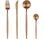 Mr.Spoon Juego 24 Piezas Cubiertos, Acero Inoxidable 18/0, Color Oro Rosa Mate o Brillo, Alta acabado, Diseño moderno, Incluye cuchillo,tenedor,cuchara,cucharilla, Cubertería, Apto para lavavajillas. Ideas de regalo， Incluye bolsa de regalo.