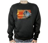 MERCHANDMANIA SUDADERA NEGRA leon selva savana animal salvaje felino bestia adulto poliester algodón sweatshirt