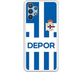 Funda original compatible con Samsung Galaxy A32 - RC Deportivo camiseta rayas blanquiazul