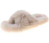 Fashion One Word Thick Fur Slippers Double Fur Slippers Casual Home Cotton Shoes for Women Flat Plush Cross Straps Slippers2025