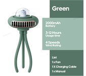 Ventilador eléctrico plegable portátil recargable para cochecito, Enfriador de escritorio con Clip de mano, USB, 12 horas, 2000mAh, nuevo