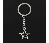 Fashion Antique Silvery Color Hollow Double Star Pendant Key Ring Metal Key Chain Keychain Jewelry Gifts