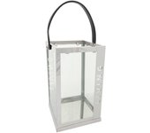 WANDERLUST DECO Farol de acero inoxidable y cristal plateado 18x18x30h cm
