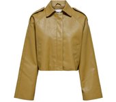 Chaqueta Only Vera camel de polipiel manga ancha para mujer