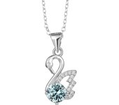 JoyceJelly 925 Sterling Silver Jewelry Women's Pendant Necklace 1 Carat Moissanite Created Diamond Fashion Swan Clavicle Chain