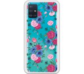 Funda original compatible con Samsung Galaxy A51 - Patron flores azules y rojas
