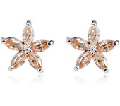 Cute Female Blue Zircon Stars Stud Earrings Multicolor Birthstone Crystal Silver Color Wedding Jewelry For Women
