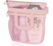 Portable shower handbag, transparent mesh makeup bag, storage bag, travel wash bag, mesh beach bag