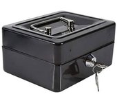 CABLEPELADO Caja fuerte metalica portatil caudales - objetos valiosos - billetes - caja monedas - transporte seguro - tamaño grande - color negro