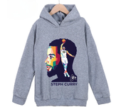 Stephen Curry Avatar Printed Children's Sports Hooded Hoodie Plus Velvet Sweatshirt Basketball Fan Kid Clothing Boys and Girls