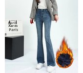Female High Waist Fashion Elegant Flare Jeans Girls Streetwear Goth Thicken Bell Bottom Pants Women Harajuku Black Blue Trousers