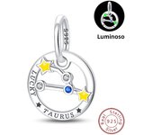 925 Silver Color Twelve Constellations Luminous Charms Beads Fit Pandora 925 Original Bracelets Fine DIY Birthday Jewelry Gifts