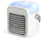 BIT Aire Acondicionado Portátil 4 en 1, Mini Enfriador de Aire con 3 Velocidades Ajustables, 7 Colores LED, Humidificador Recargable para Dormitorio, Oficina y Camping