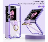 Electroplated Transparent Airbag Ring Phone Case for Samsung Galaxy Z Flip 6 5 Flip6 Flip5 5G Stand Shockproof Cover