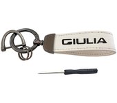 Top Layer Cowhide Key Chain Keyrings Lanyard For Alfa Romeo Giulia Car Accessories