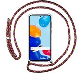Funda Colgante Transparente para Xiaomi Redmi Note 11 / 11s con Cordon Rosa / Dorado