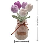 Sunflower Crochet Flowers Hand-knitted Tuilp Flower Potted Wool Woven Flowers Desktop Ornament Birthday Festival Gift Room