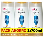 Pantene Champu, classic clean, 3 x 700 ml, Como Vitaminas Para El Cabello, Sin Siliconas