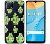 Tumundosmartphone Funda Gel Transparente para Oppo A15 diseño Cactus Dibujos