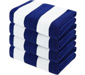 Toallas de Playa de Rayas Grandes de modelo Cabaña, paquete de 4, Exclusivos de Mezcle, toalla de Playa de microfibra suave y Liviana, toalla de piscina de viaje de Alta absorción (30 "x 60", Azul/Green/Amarillo/Pink)