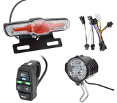LED E-Bike Front Brake Rear Light Set 24/36/48V Bike Rack Lamp with Horn Headlight Switch Electric Bike Tail Light Accessories