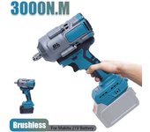 3000N.m Llave de impacto eléctrica inalámbrica, herramienta eléctrica sin escobillas de velocidad Variable, 1/2 pulgadas, para batería Makita de 18-21V