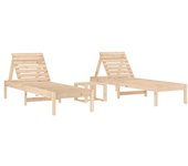 vidaXL Tumbonas con mesa 2 uds madera maciza de pino Pino natural, Pino blanco, Pino gris Sillas de Exterior Ideal para jardín, playa, piscina, terraza Tumbona Piscina Tumbonas Playa Tumbonas Jardín Exterior