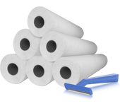 Papel Camilla Precortado 40cm ECO 59 cm x 70 m + 100 Cuchillas de Afeitar Desechables de Una Hoja para Uso Profesional