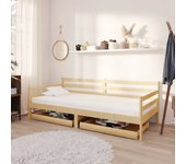 Sofá cama con cajones madera de pino maciza 90x200 cm