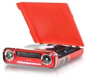 LAUSON Tocadiscos Diseño Vintage Coche de Colección con 2 Altavoces Estéreo Integrado de 3 W | Tocadiscos Vinilo con Radio FM, Función Bluetooth, USB, AUX | 3 Velocidades (33, 45, 78)  (Varios colores) Crema, Negro, Azul, Rojo