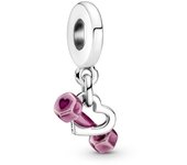 PANDORA Charm Colgante Dumbbell de Plata de Ley con Esmalte Rosa Transparente Mancuerna - Joyería Mujer