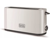 Black+Decker BXTO1001E Tostadora de 1000 W, ranura extra grande, 7 niveles de tostado, extra elevación, blanco