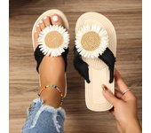 Women's fashion trend Sunflower PP grass anti-slip wear soft sole flat flip-flops