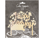 Glotomania - Topper para Tarta Scrapcooking Happy New Year LED - Diseño de Madera