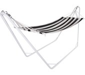 Hamaca Exterior con Soporte Metálico Tejido Resistente 200x80cm Portátil Colgante Carga hasta 150Kg Jardín Terraza Balcón Camping Negro